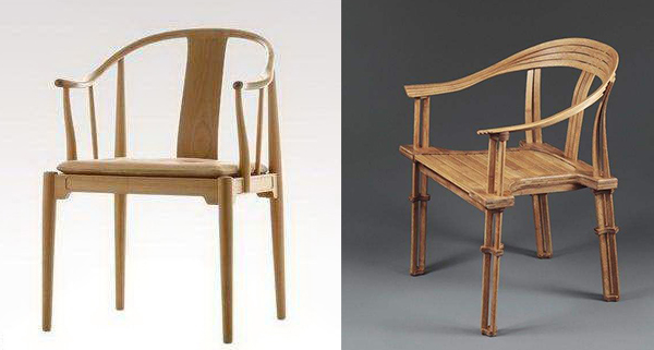 現(xiàn)代很多家具設(shè)計都從明式圈椅吸取靈感,圖為漢斯魏格納的“中國椅”(左)和石大宇先生的“椅剛?cè)帷保ㄓ遥? alt=