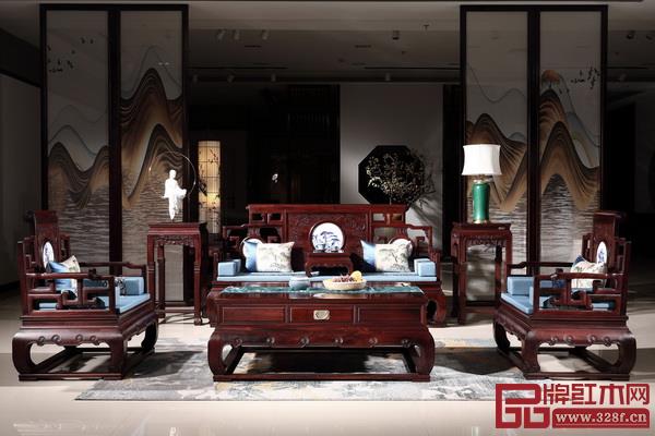 喜迎紅紅木——青花瓷沙發(fā)