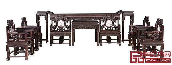 波記家具伍建波大師作品《小葉紫檀靈芝中堂》 波記家具伍建波大師作品《小葉紫檀靈芝中堂》