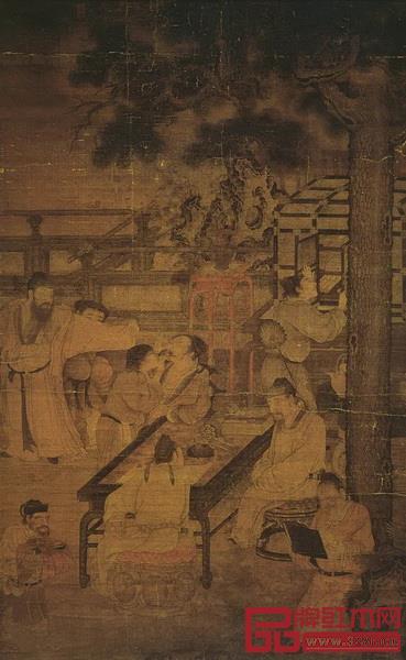 ▲ 南宋·劉松年《唐五學(xué)士圖》,圖中的書柜也是橫拉設(shè)門 ▲ 南宋·劉松年《唐五學(xué)士圖》,圖中的書柜也是橫拉設(shè)門