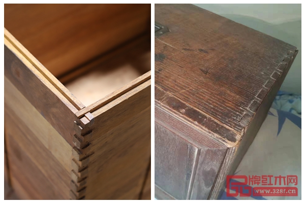 左圖為國(guó)家版本館書(shū)柜,右圖為傳統(tǒng)書(shū)箱,均采用了燕尾榫結(jié)構(gòu) 左圖為國(guó)家版本館書(shū)柜,右圖為傳統(tǒng)書(shū)箱,均采用了燕尾榫結(jié)構(gòu)