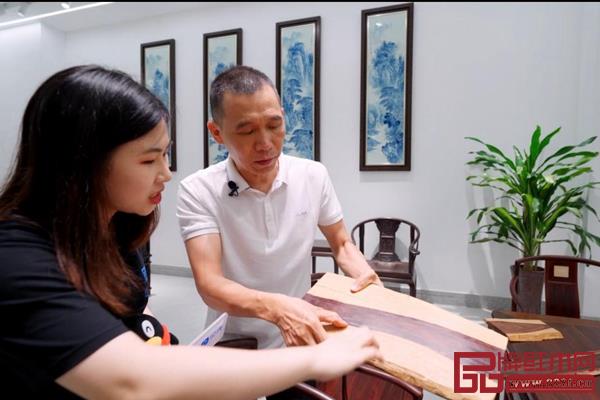 伍總為記者講述木材白皮的害處 伍總為記者講述木材白皮的害處