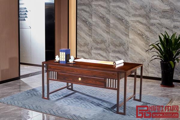 閑適紅木·旭日書桌