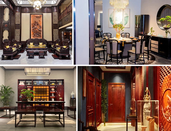  從成品家具到全屋整裝，全屋不同空間的紅木產(chǎn)品都能在紅博城找到