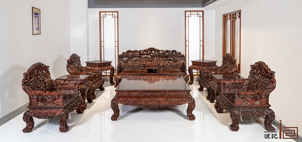 波記紫檀館《荷花寶座沙發(fā)》11件套 波記紫檀館《荷花寶座沙發(fā)》11件套