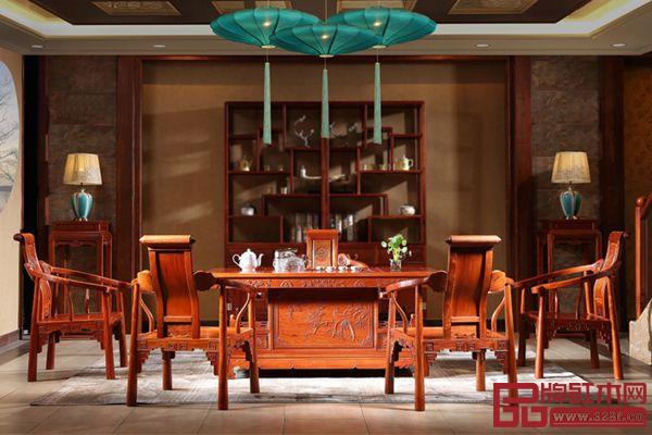 雅宋紅木《長方形迎福茶臺》