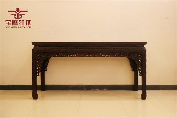 家寶紅木：精品推薦「條案」| 精雕細(xì)琢西番蓮，盡顯榮華（寶鷹紅木）