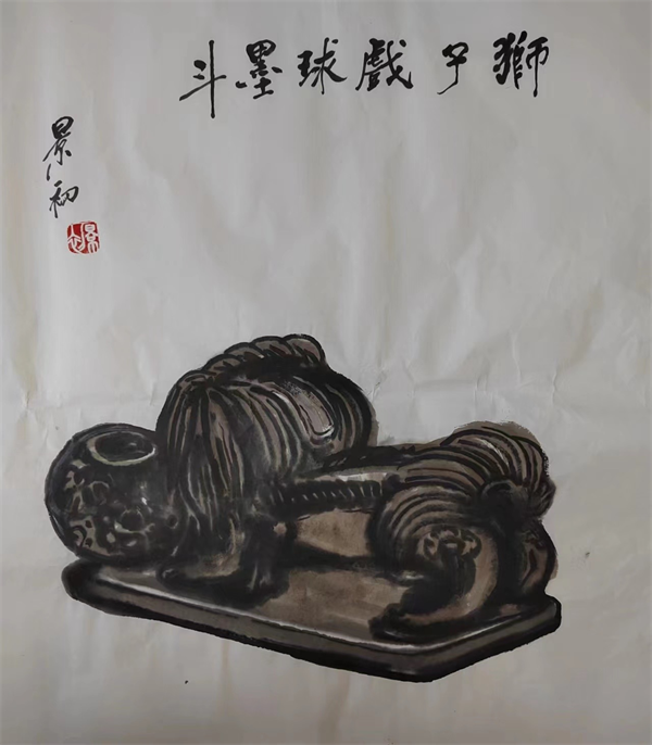 獅子戲球墨斗 獅子戲球墨斗