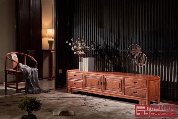 緬甸花梨《荷韻電視柜中柜》 緬甸花梨《荷韻電視柜中柜》