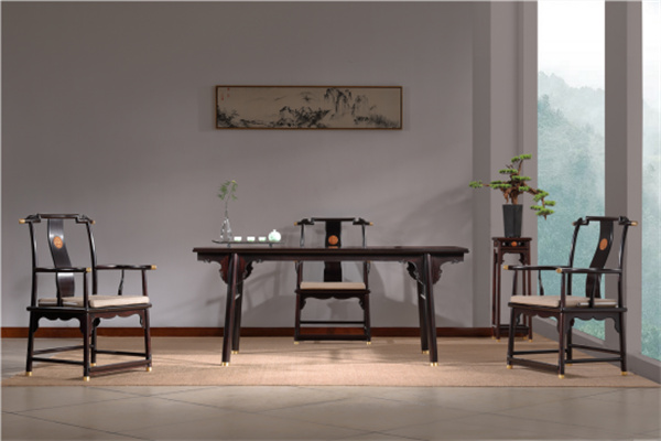 浙江紅木家具品牌旭東紅木：大葉紫檀金蟬茶桌