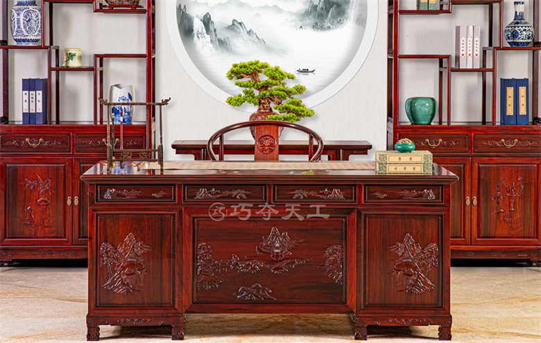 巧奪天工紅木：運籌帷幄大班臺，辦公室或書房的格局之首選