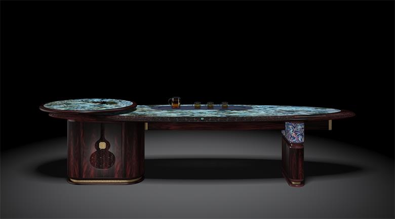 東林書院條紋烏木新中式《錦繡茶臺(tái)》榮獲“2025 浙江工藝美術(shù)精品創(chuàng)作大賽” 金獎(jiǎng)