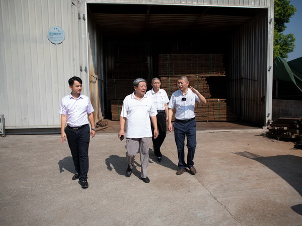 古森紅木六重烘干受到國家文物局原副局長張柏（左二）等一致點贊